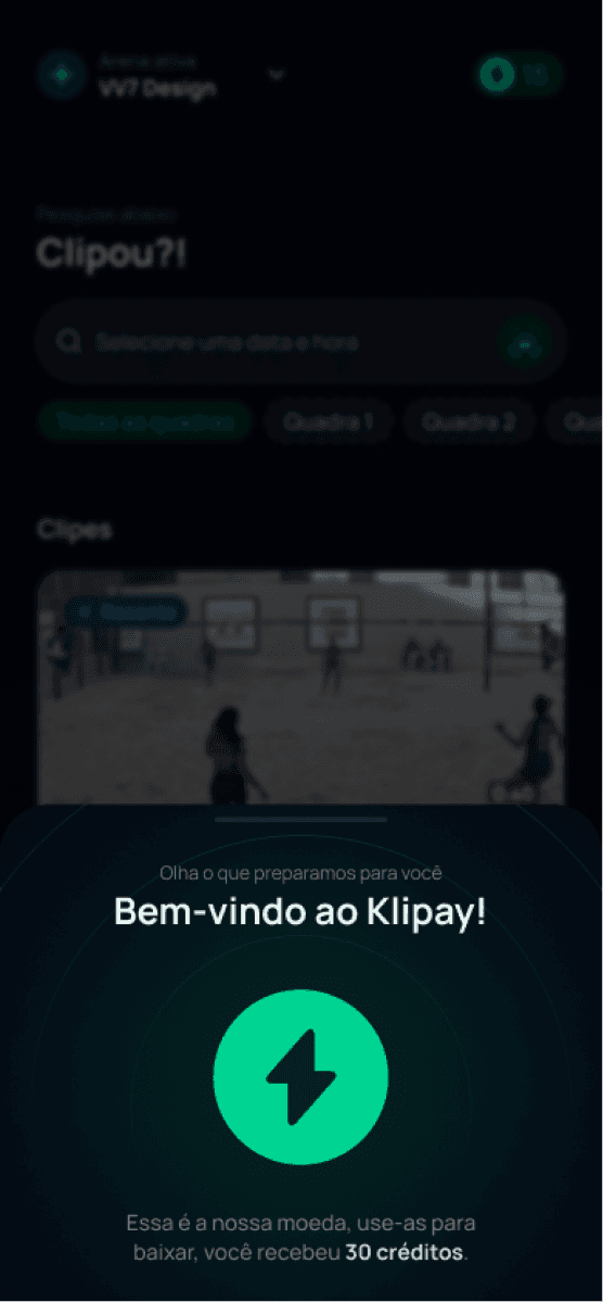Prévia da interface do aplicativo Klipay